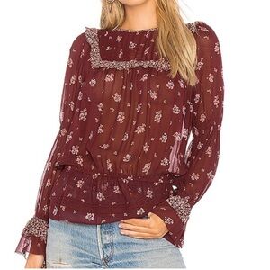 Joie Adrielle Silk Blouse in Deep Vebena sz S Floral